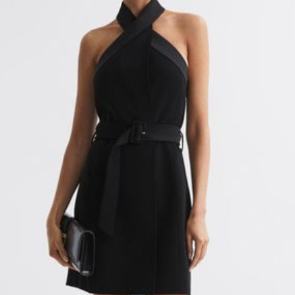 Reiss Alexis Fitted Halter Neck Mini Dress US 4 NWOT